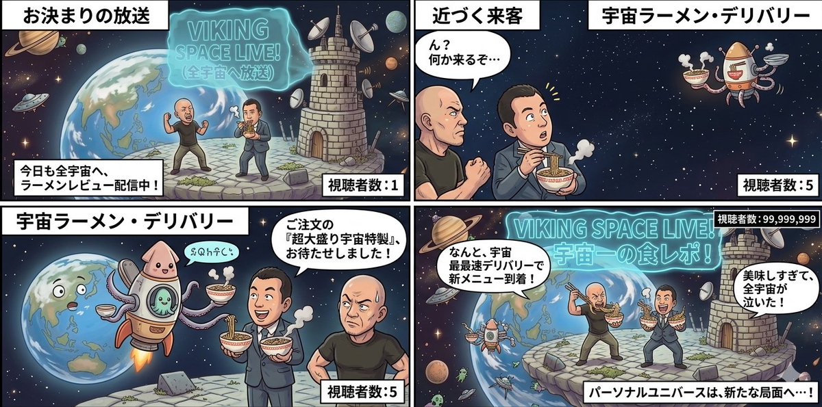 Preview image for Four-Panel Manga: Personal Universe prompt