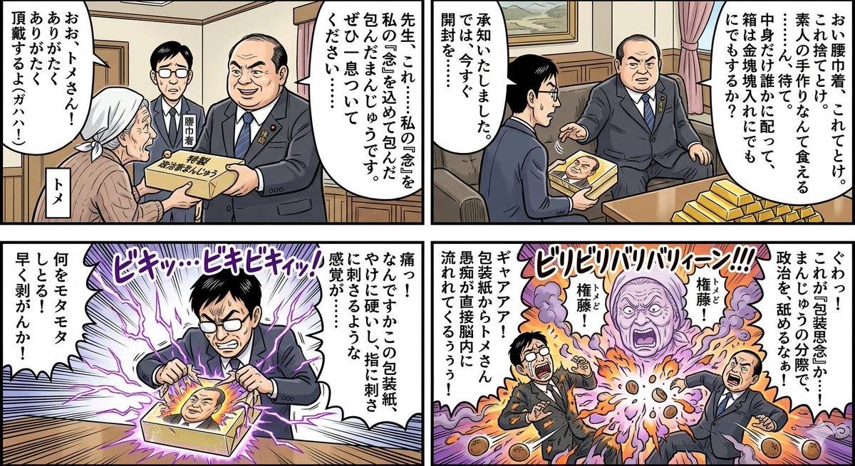 Preview image for Four-Panel Manga: Politician Manju Incident prompt