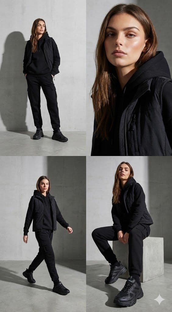 Four-Panel Streetwear Advertisement Grid - AIプロンプト
