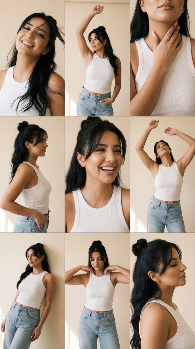 Fujifilm Editorial Portrait Grid with Strict Identity Lock - KI-Prompt
