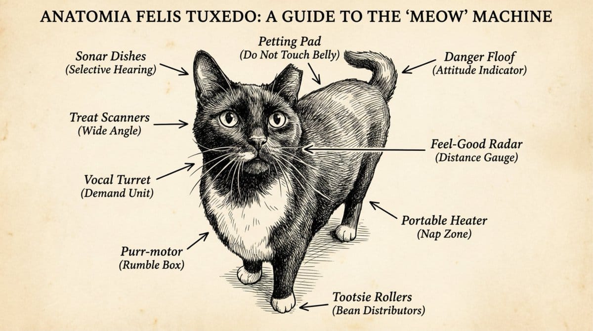 Funny anatomical diagram of a pet - AI Generated Realistic Style Image Example