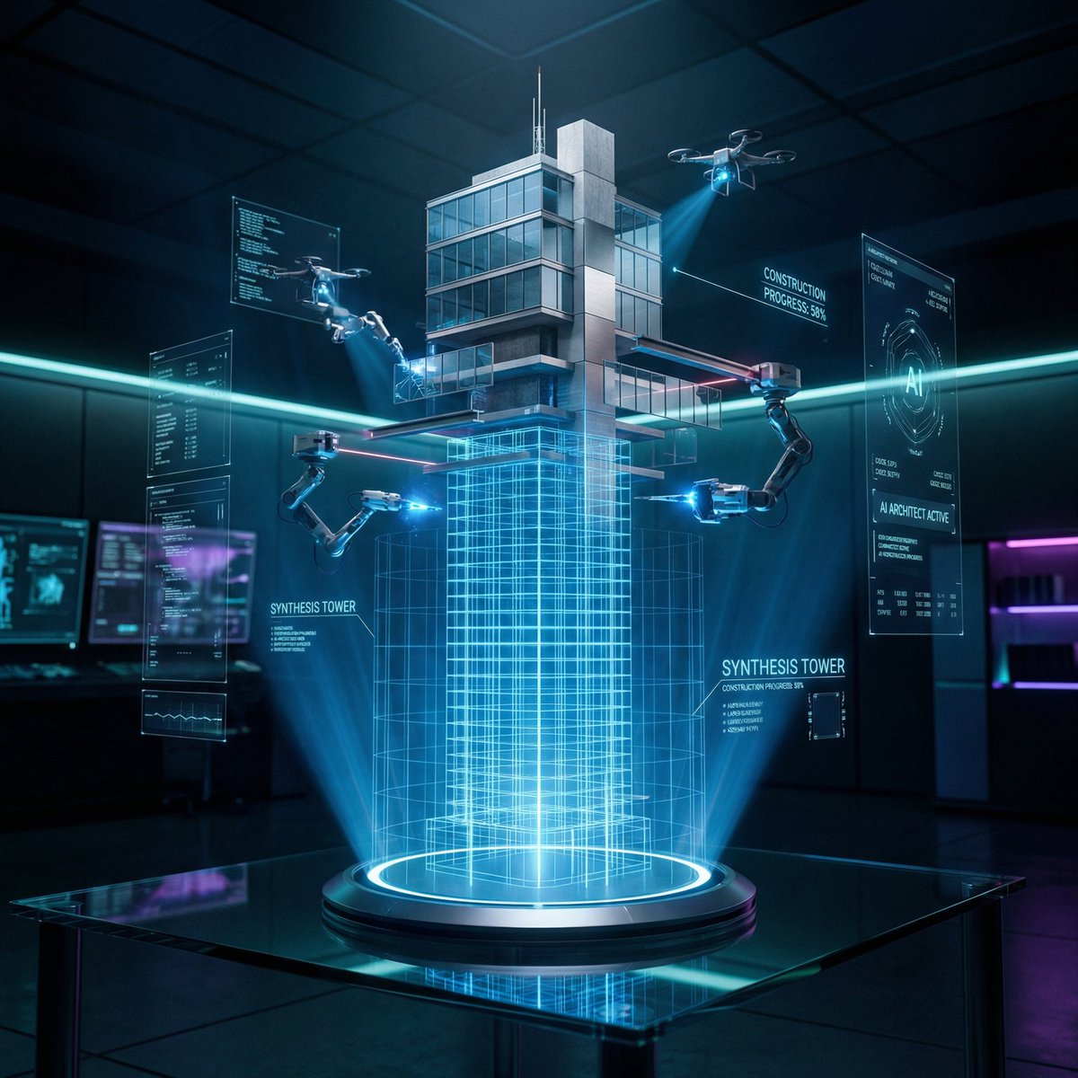 Preview image for Futuristic Holographic Burj Khalifa Blueprint prompt