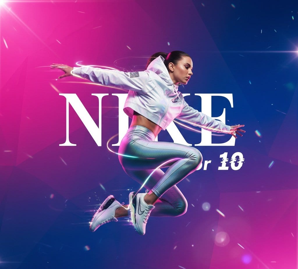 Futuristic Nike Fashion Ad with Light Trails - AIプロンプト