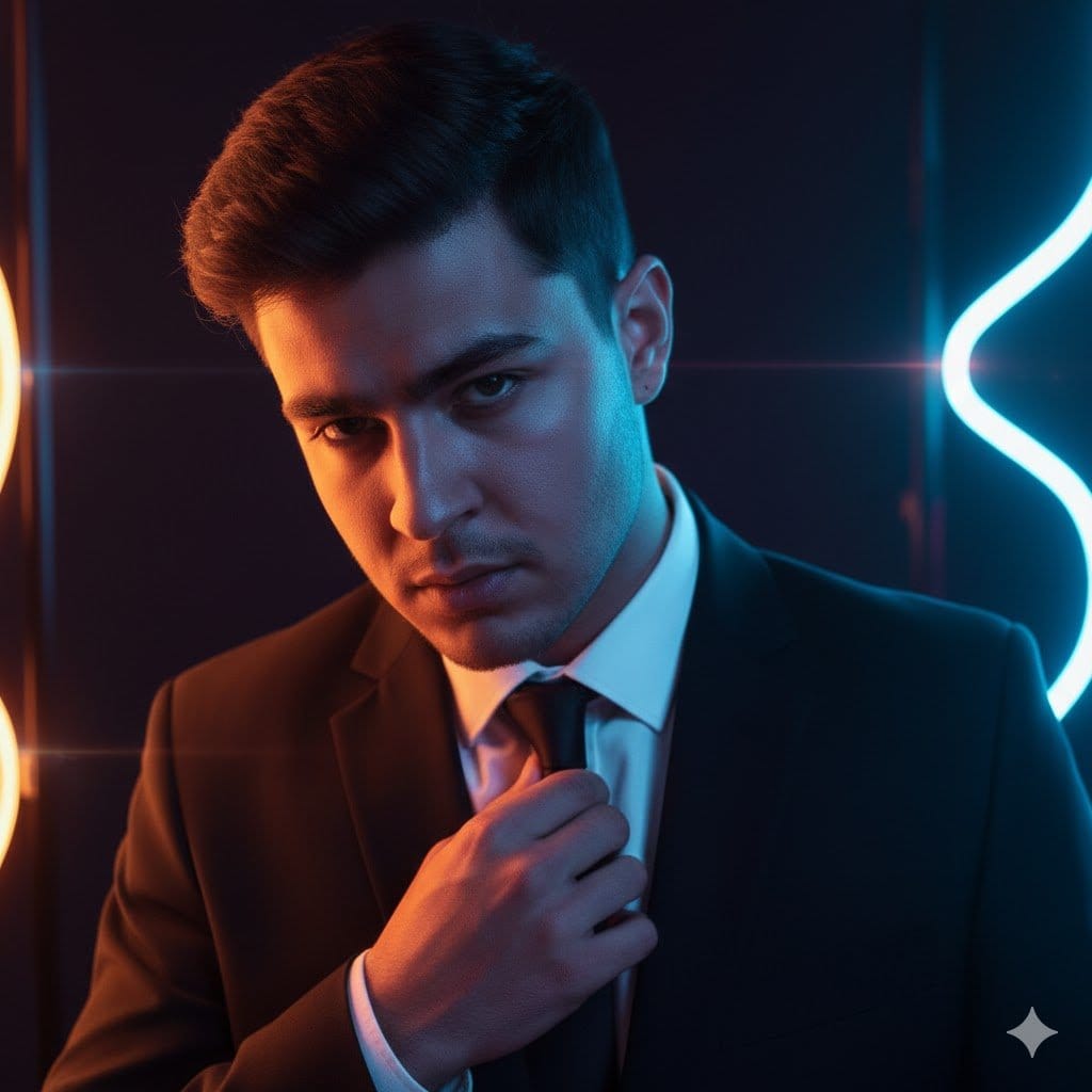 Futuristic Noir Cinematic Portrait - Prompt de IA