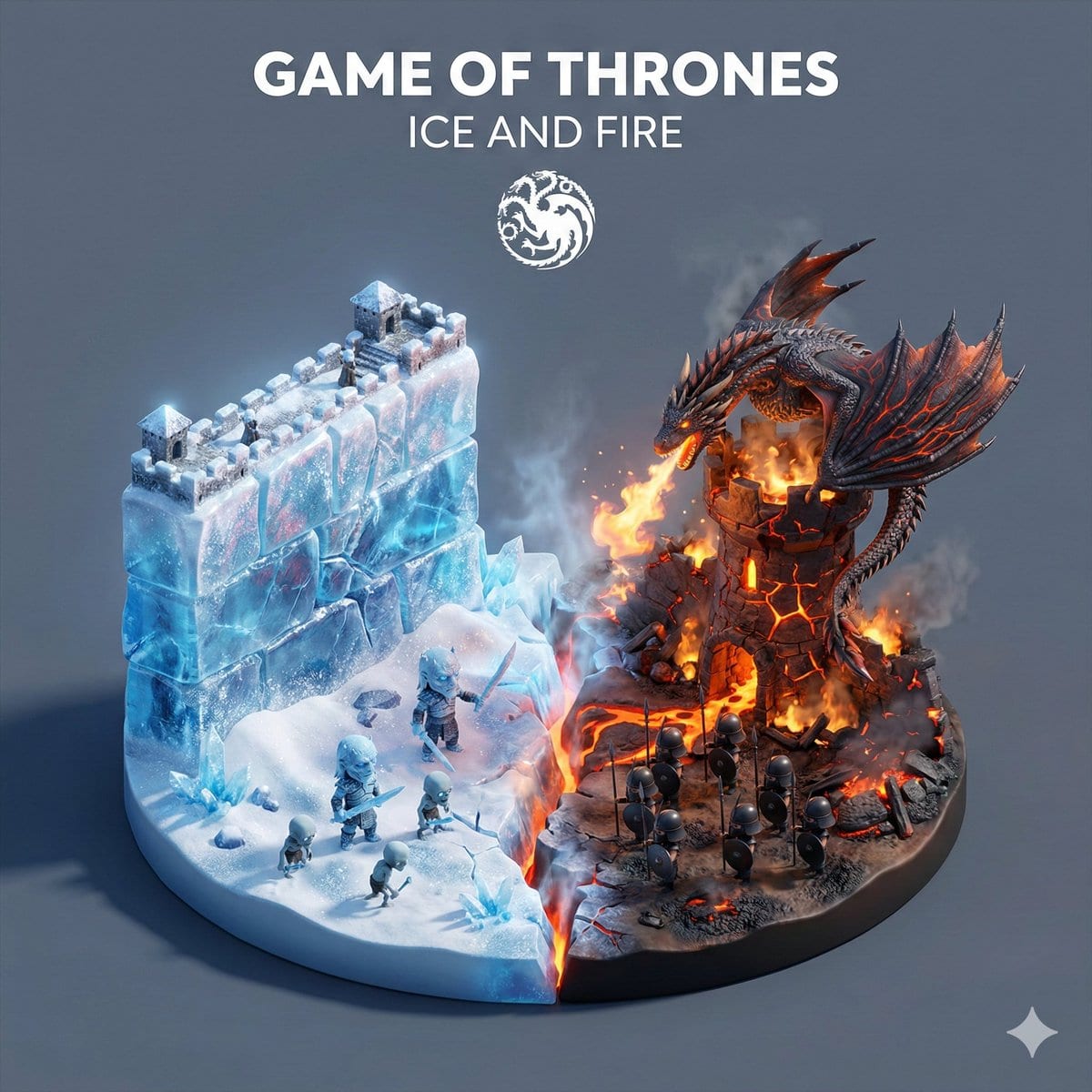 Game of Thrones Ice and Fire Isometric Diorama - AI提示词