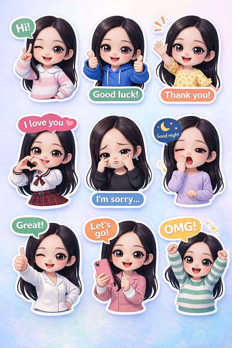 Generate chibi stickers with various poses and expressions - AI提示词