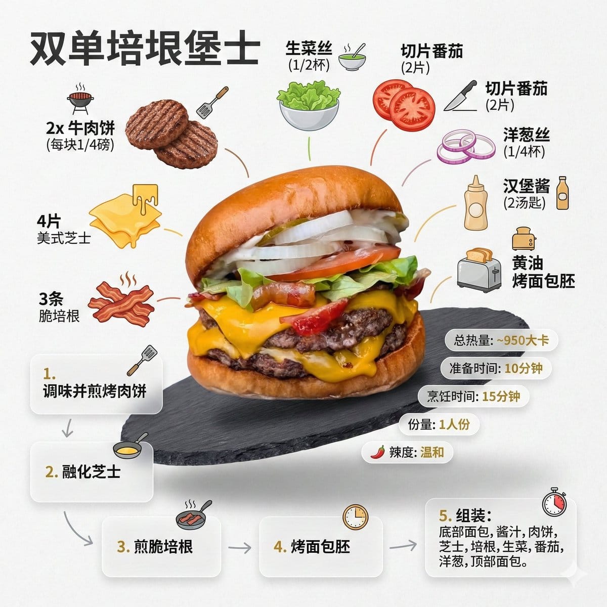 Generating a Food Infographic for a Hamburger