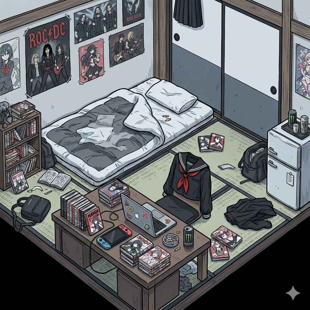 Generating an Isometric Room Illustration Based on a Character Concept - Prompt IA