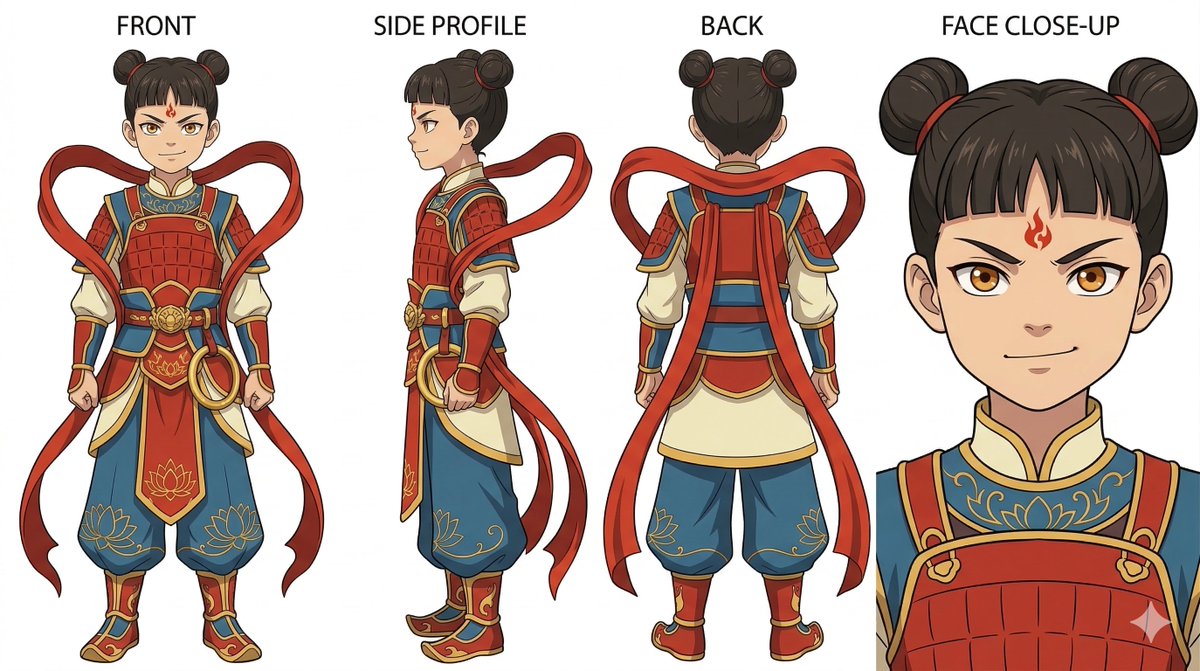 Preview image for Ghibli Nezha Character Turnaround prompt