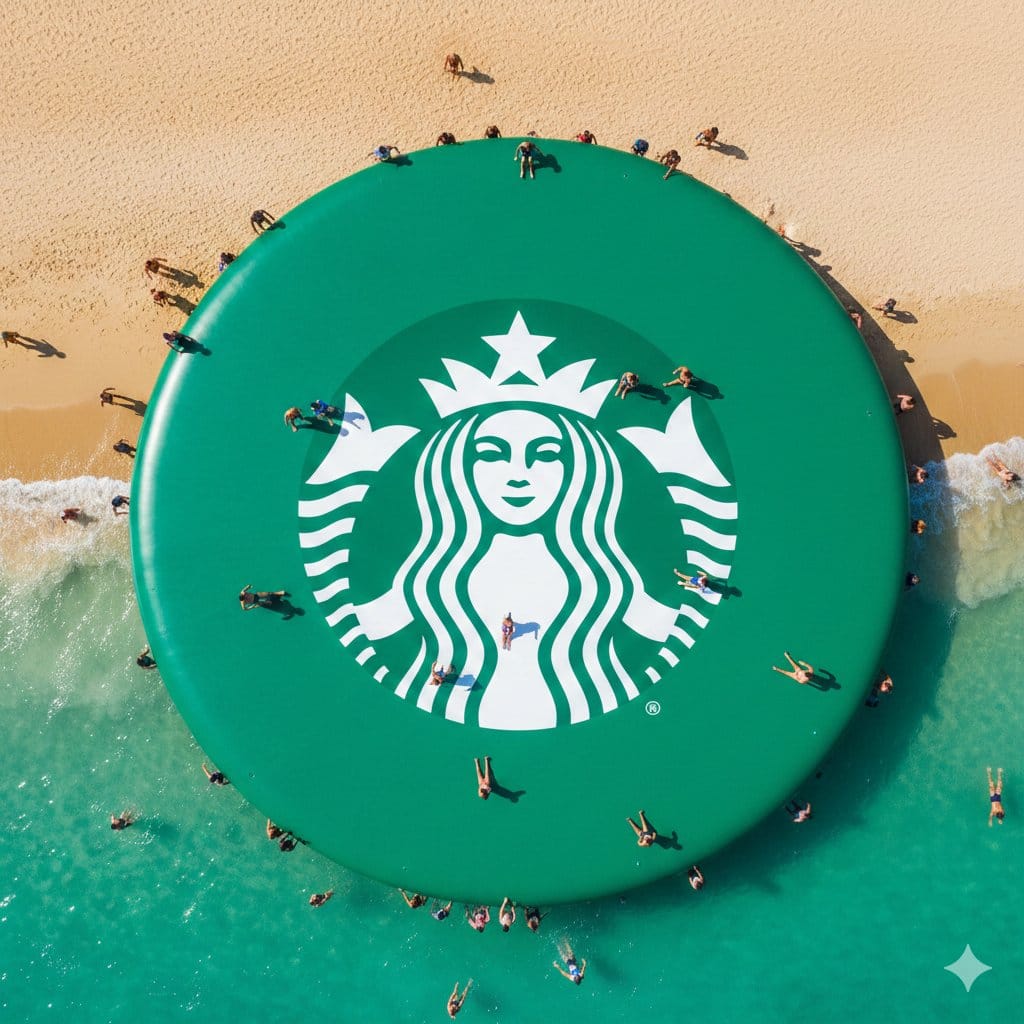Giant Inflatable WhatsApp Mermaid Logo on Ocean - Prompt de IA