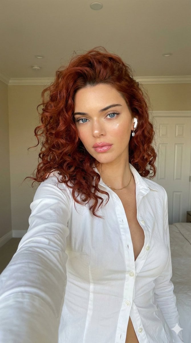 Glamorous Auburn-Haired Selfie Portrait Prompt - AI Art AI Generated Artwork