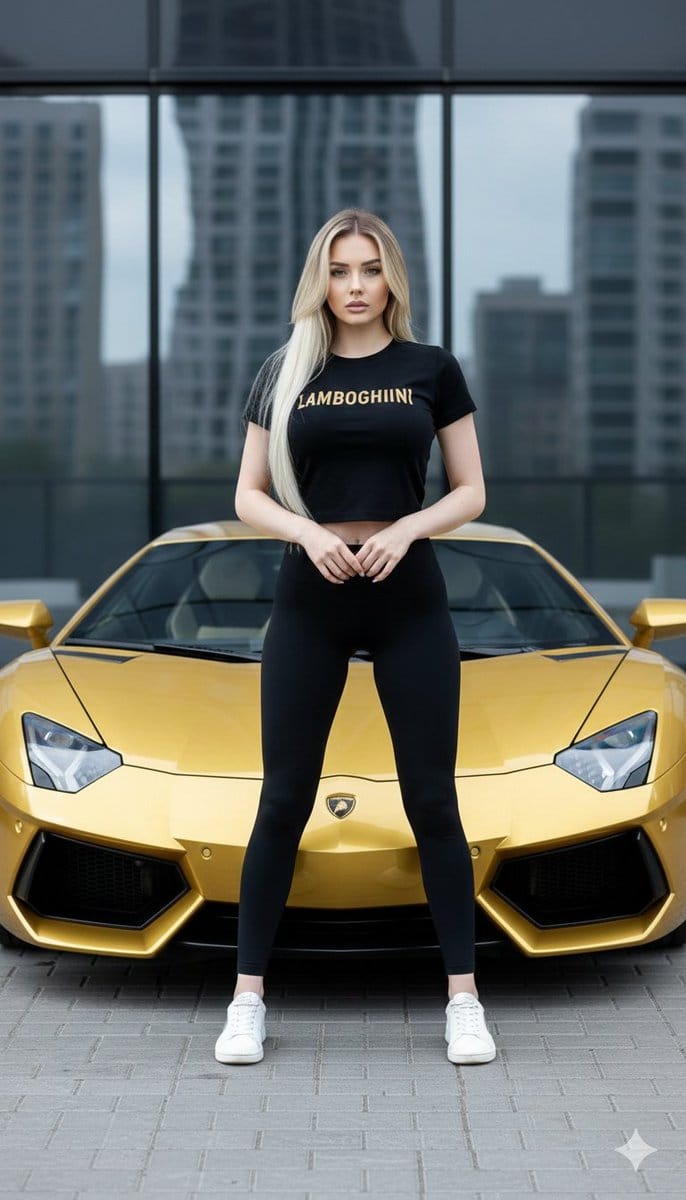 Gold Lamborghini Fashion Shoot Prompt - AI 프롬프트