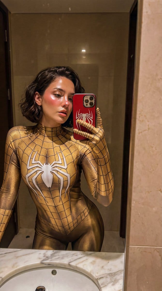 Gold Symbiote Mirror Selfie Prompt - AIプロンプト