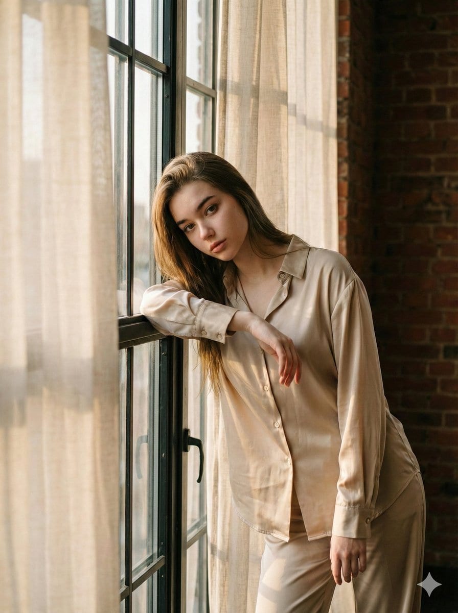 Golden Hour Loft Editorial Portrait JSON - AI提示詞