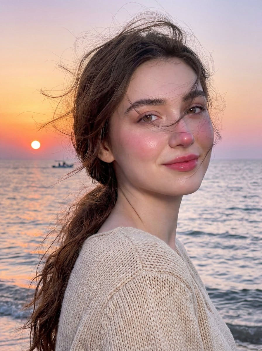 Golden Hour Seaside Portrait with Identity Preservation - Prompt de IA