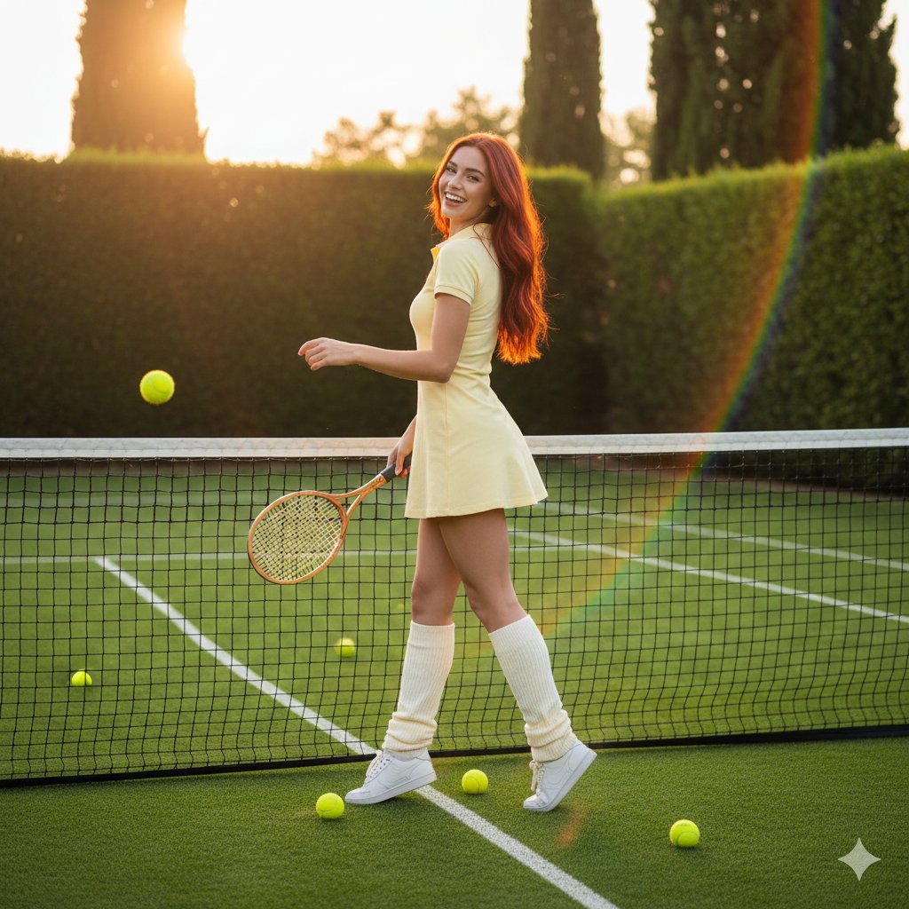 Golden Hour Tennis Lifestyle Photo Prompt