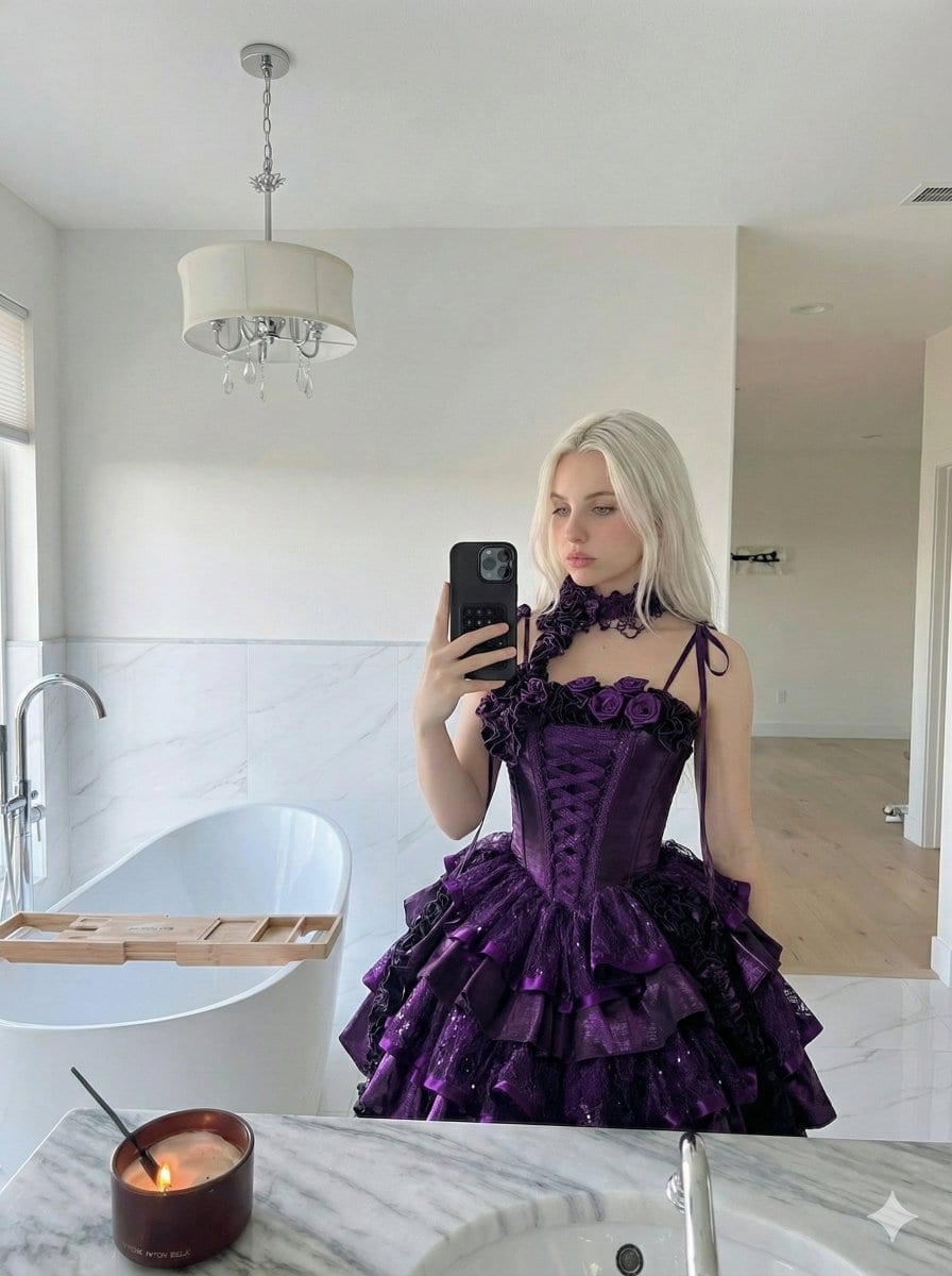 Gothic Lolita Mirror Selfie Prompt - AI Generated Abstract Style Image Example