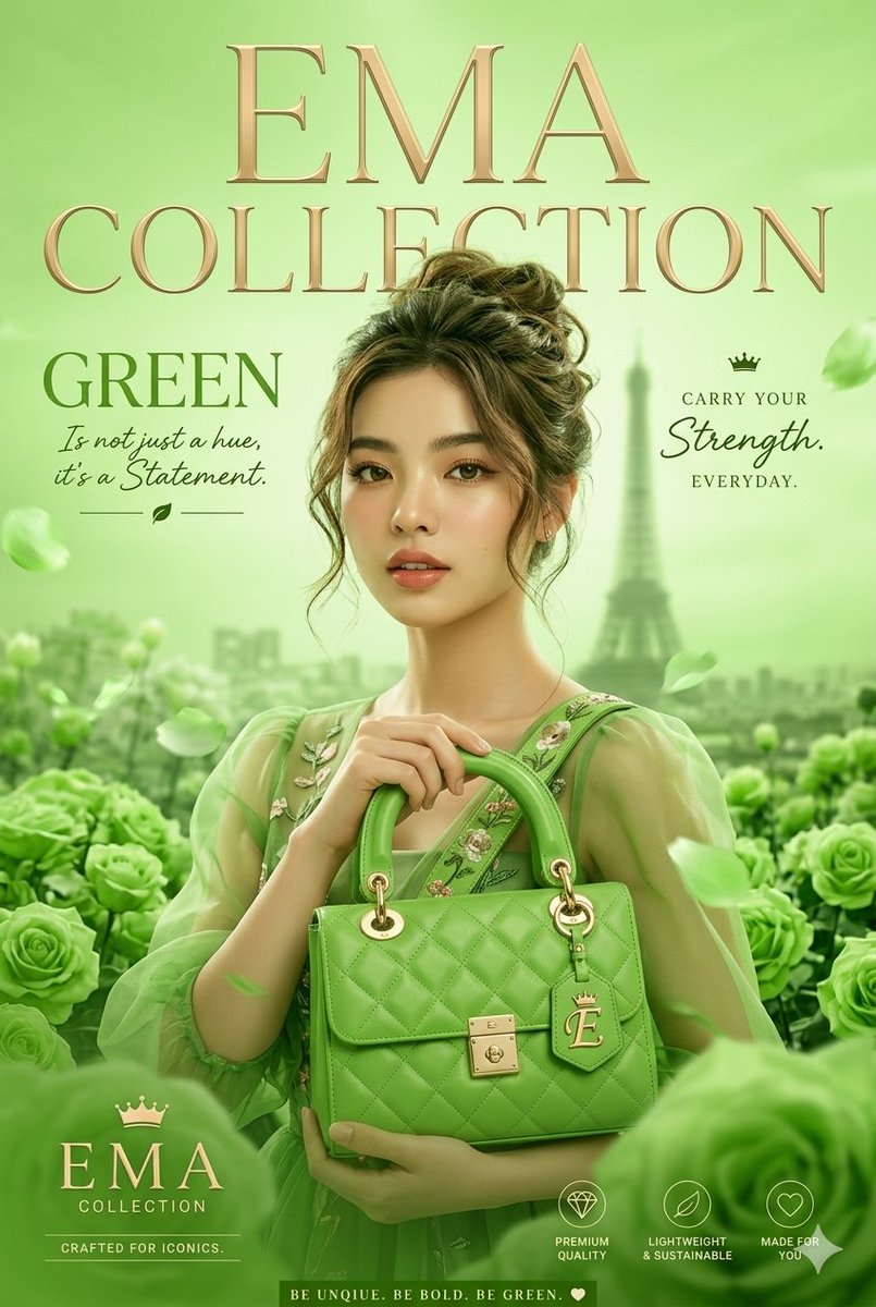 Preview image for Green Fashion Advertisement Magazine Cover prompt