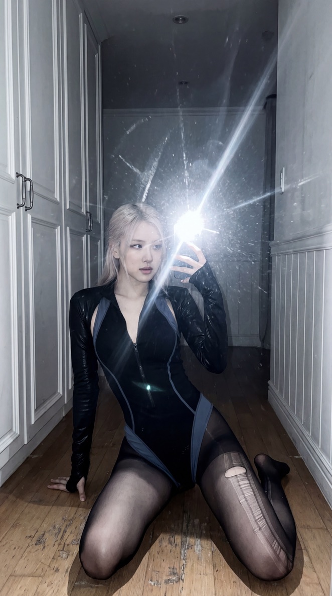 Grungy Rosé Mirror Selfie with Flash