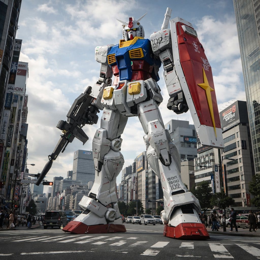 Gundam Model Detail Enhancement and Background Addition - AI Prompt