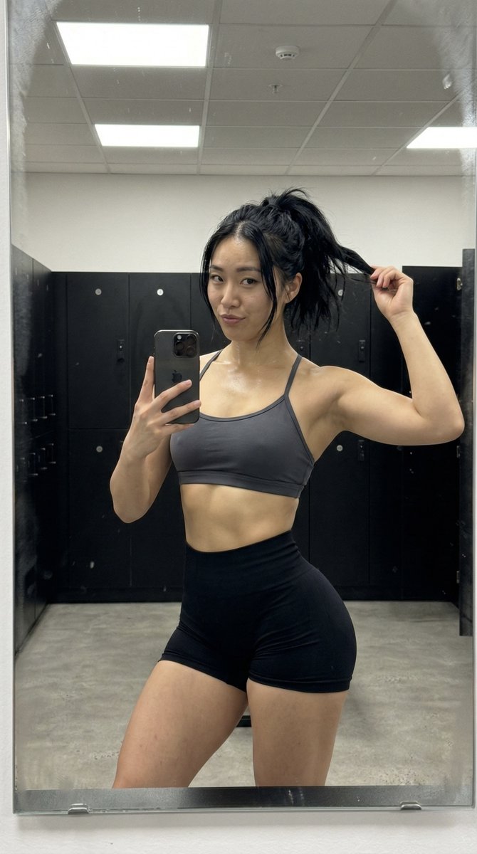 Preview image for Gym Mirror Selfie with Post-Workout Glow (iPhone Style) prompt