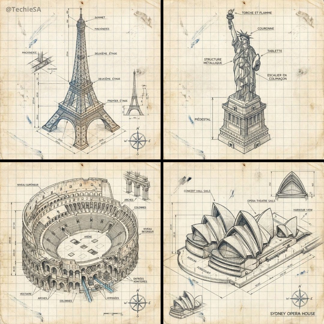 Hand-drawn isometric landmark schematic Free Generator - AI Image ...