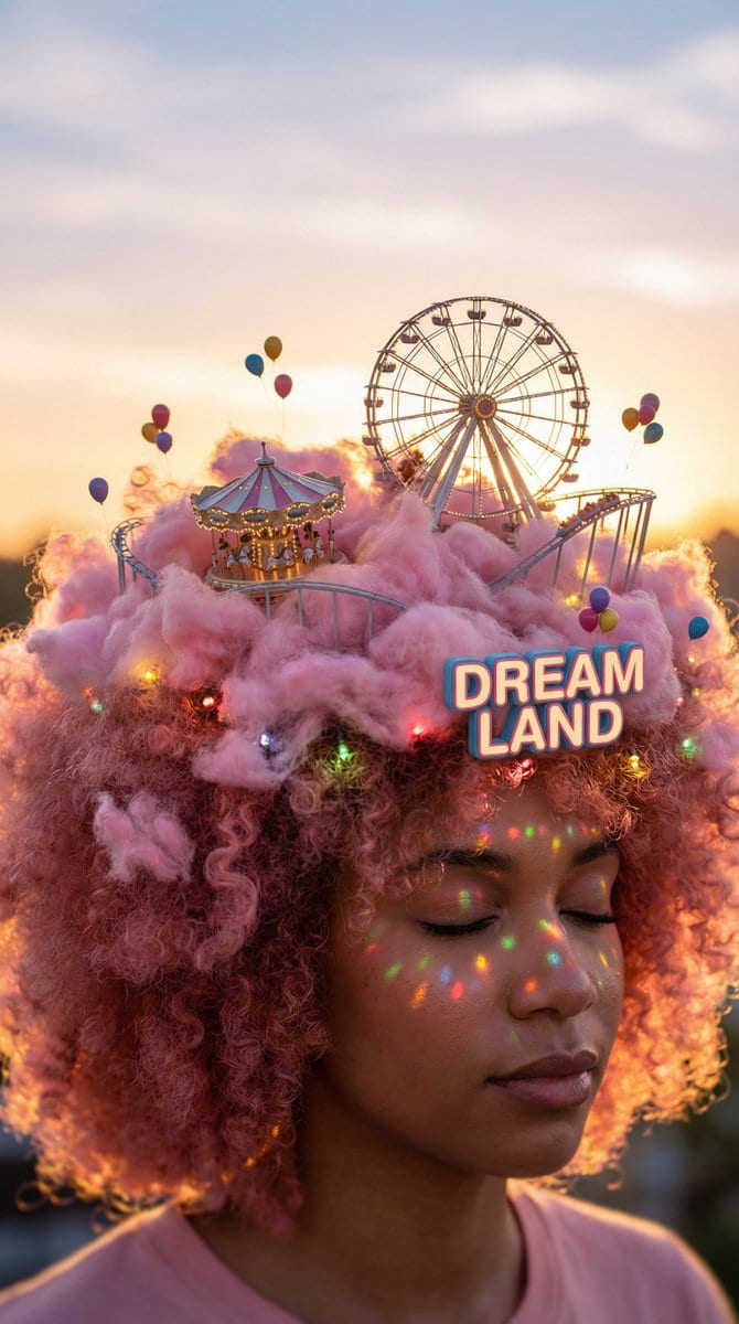 Head-top Diorama Prompt for Nano Banana Pro Agent V1.2 (Afro/Cloud Amusement Park) - Prompt IA