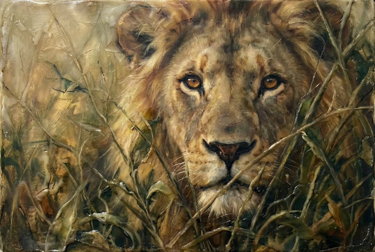 Preview image for Heavily Detailed Oil Painting of a Lion in a Thicket prompt
