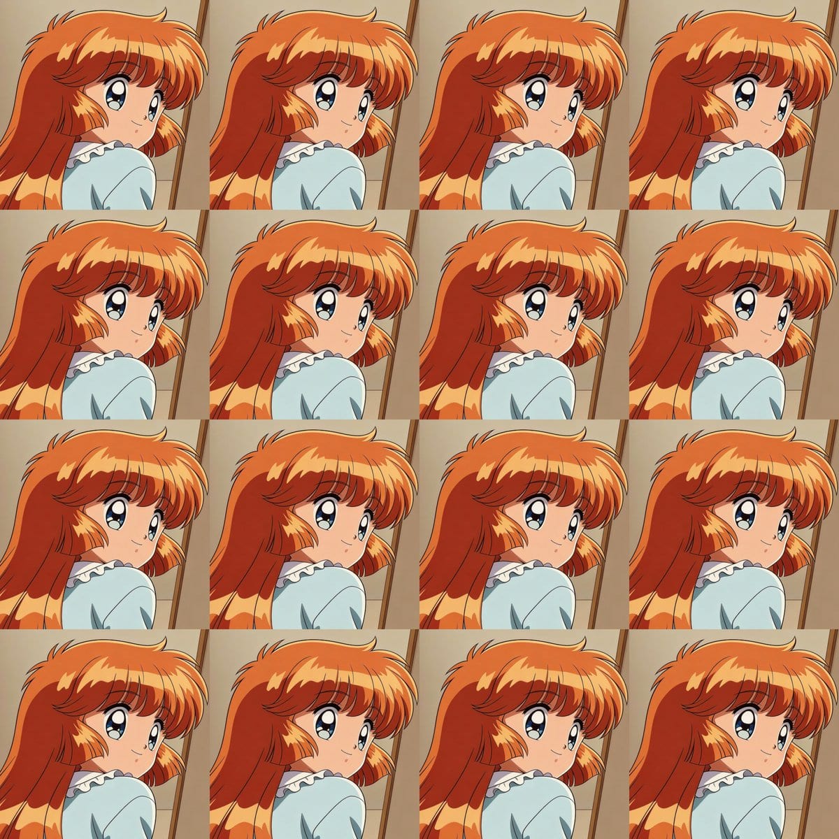 Heroine Expression Difference Grid Attempt - AI Generated AI Art Style Image Example