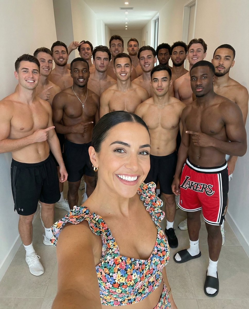 High-Angle Selfie with Group of Shirtless Men