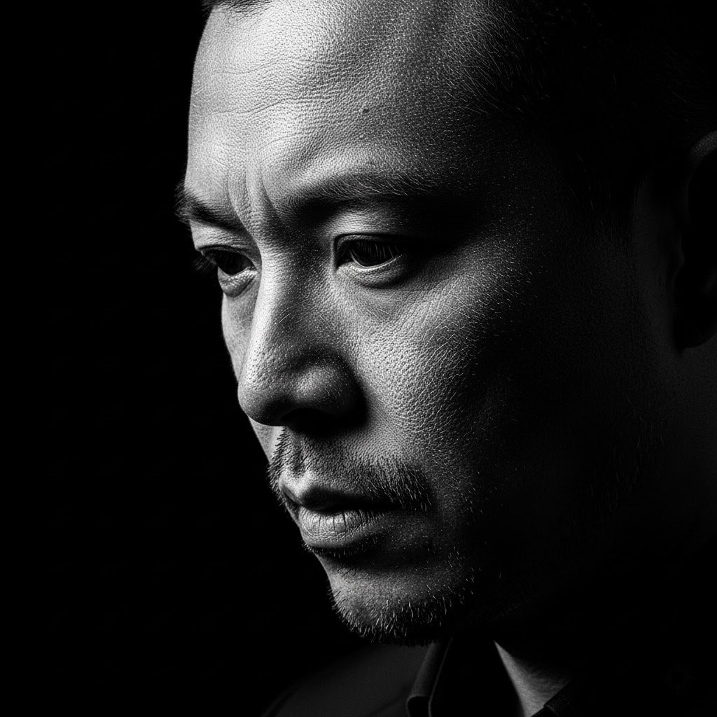 Preview image for High-Contrast Black and White Woodcut Portrait prompt
