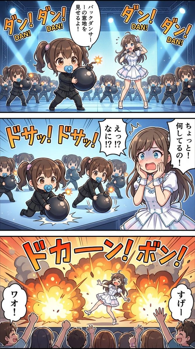 High-detail story-art layout with frames and speech bubbles - AI Generated Character Style Image Example