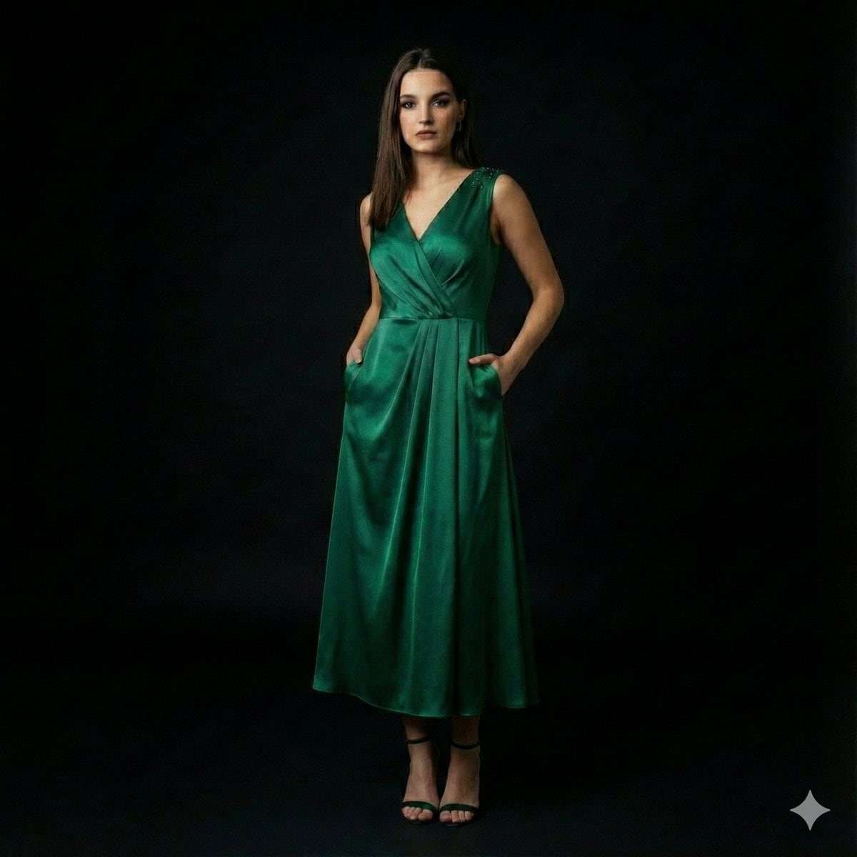 High-End Fashion Editorial Portrait on Black Background - AI Generated Character Style Image Example