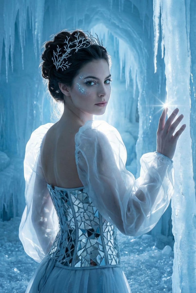 High-Fantasy Ice Queen Editorial - AI提示词