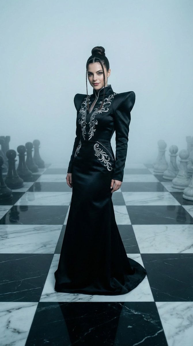 High-Fashion Chess Queen Editorial - AI提示词