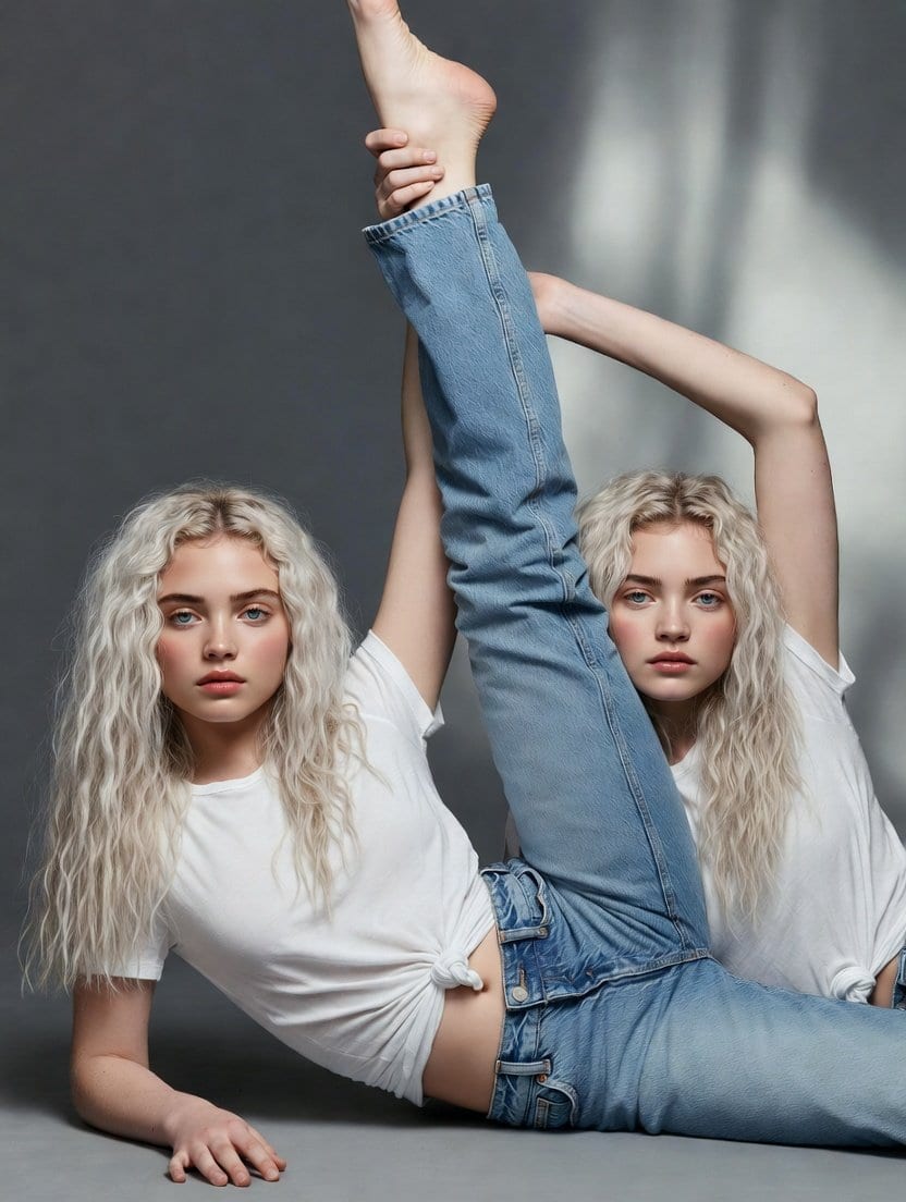 Preview image for High-Fashion Denim Editorial with Dynamic Pose prompt