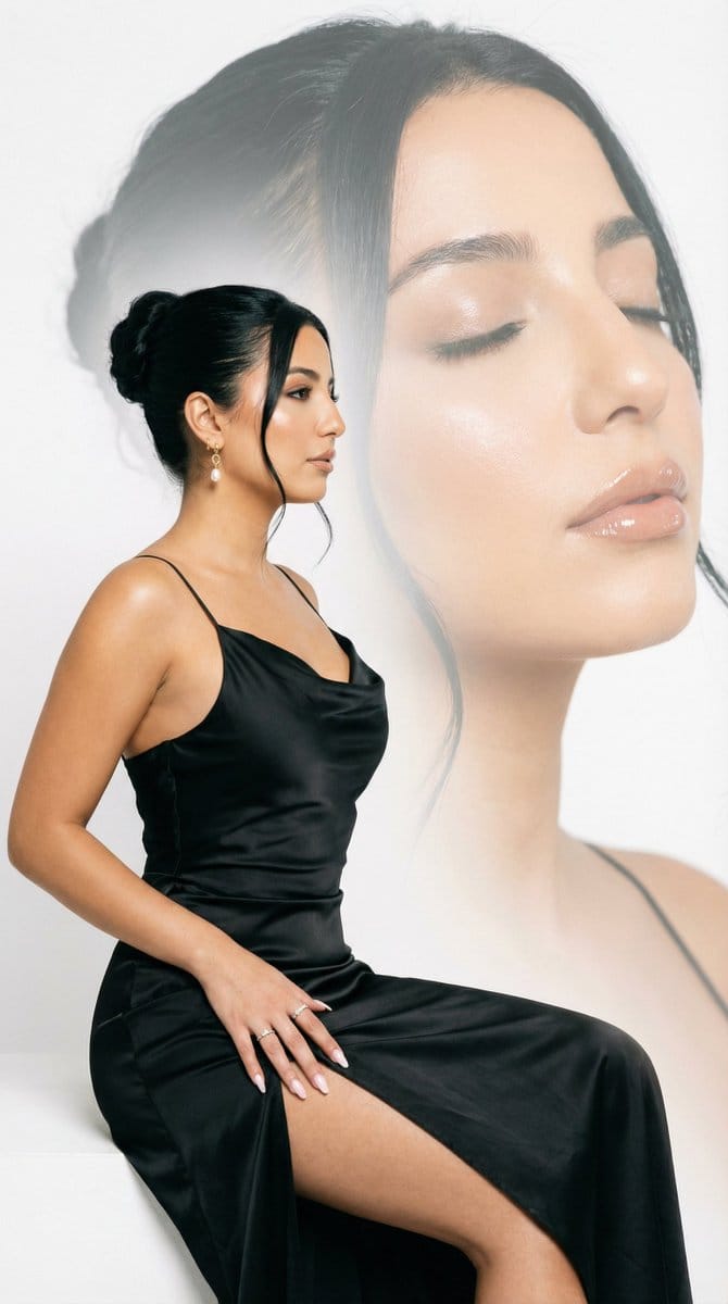 High-Fashion Double Exposure Editorial Portrait - Prompt IA
