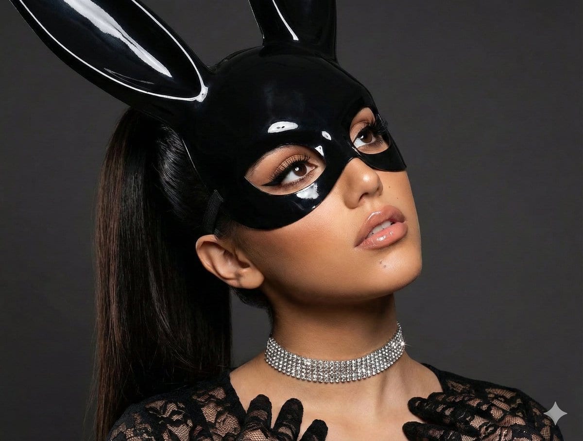 High-Fashion Fetish Glamour Bunny Mask Editorial Portrait - AI 프롬프트