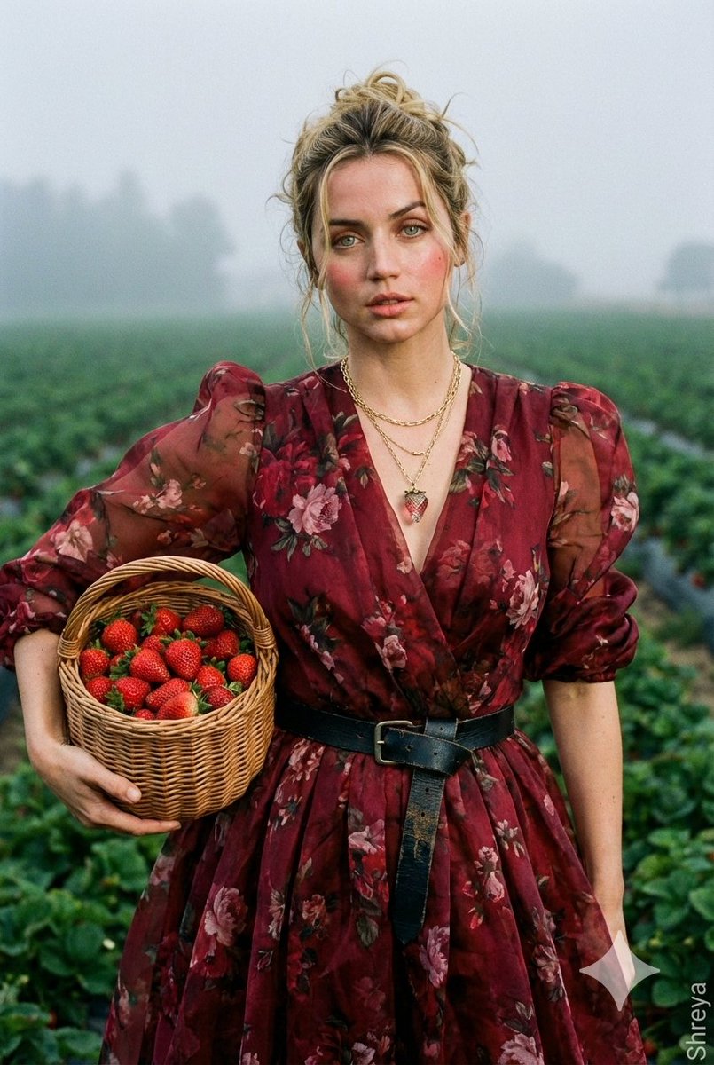High-Fashion Strawberry Harvest Portrait Prompt - AI Art AI Generated Artwork