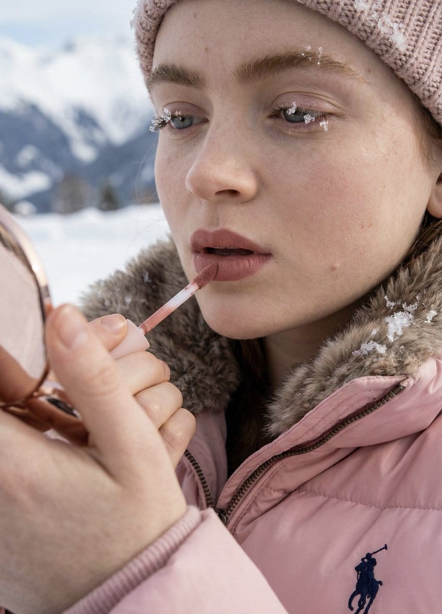 High-Fidelity Texture Test: Girl with Kylie Lip Kit in Snow - KI-Prompt