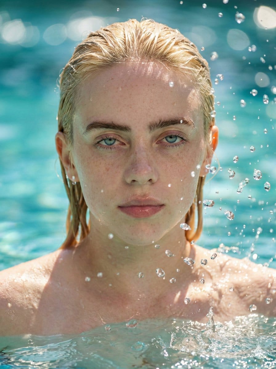 High-Speed Water Splash Portrait - Prompt de IA
