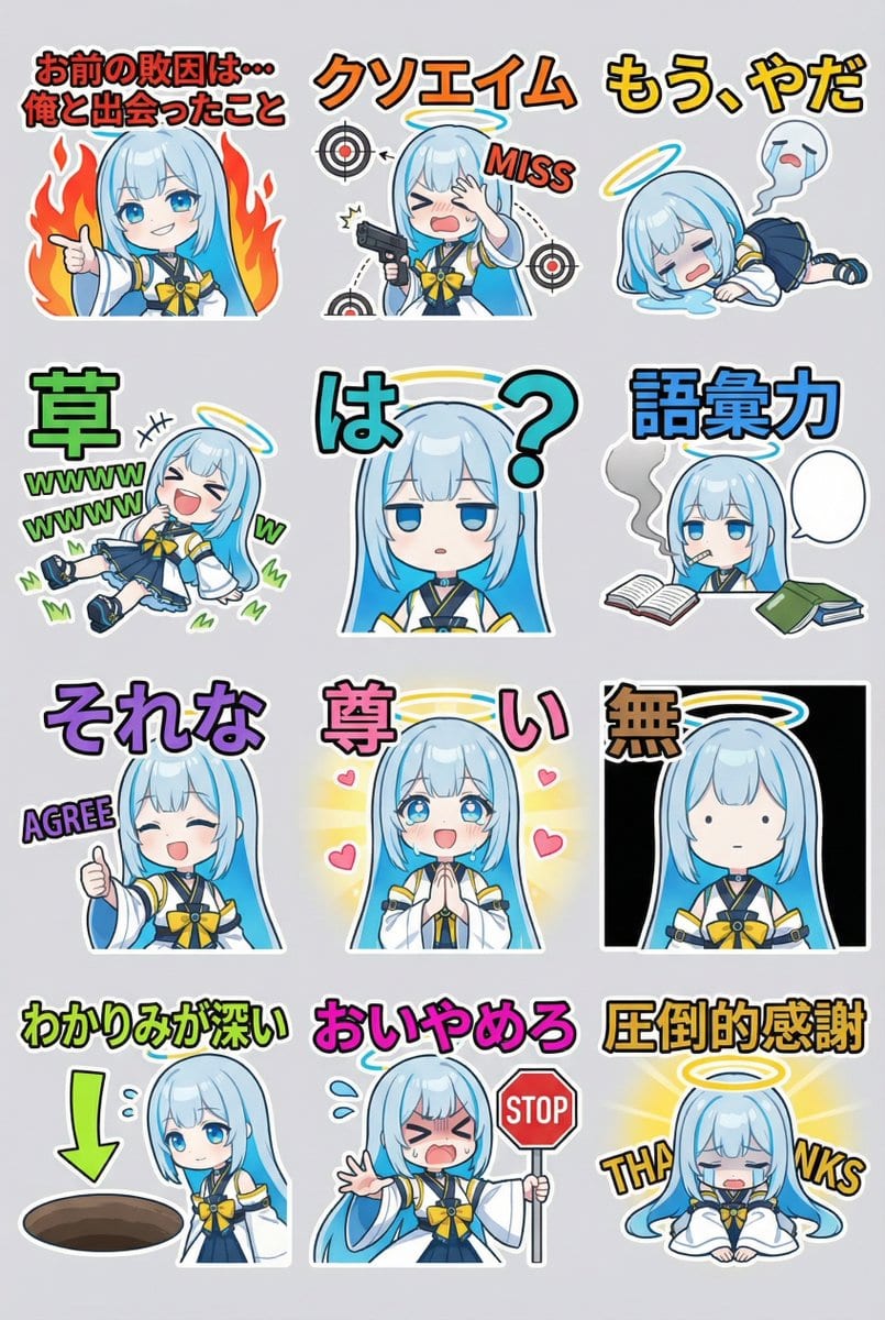 Humorous LINE sticker sheet for Oracle-chan - Prompt IA
