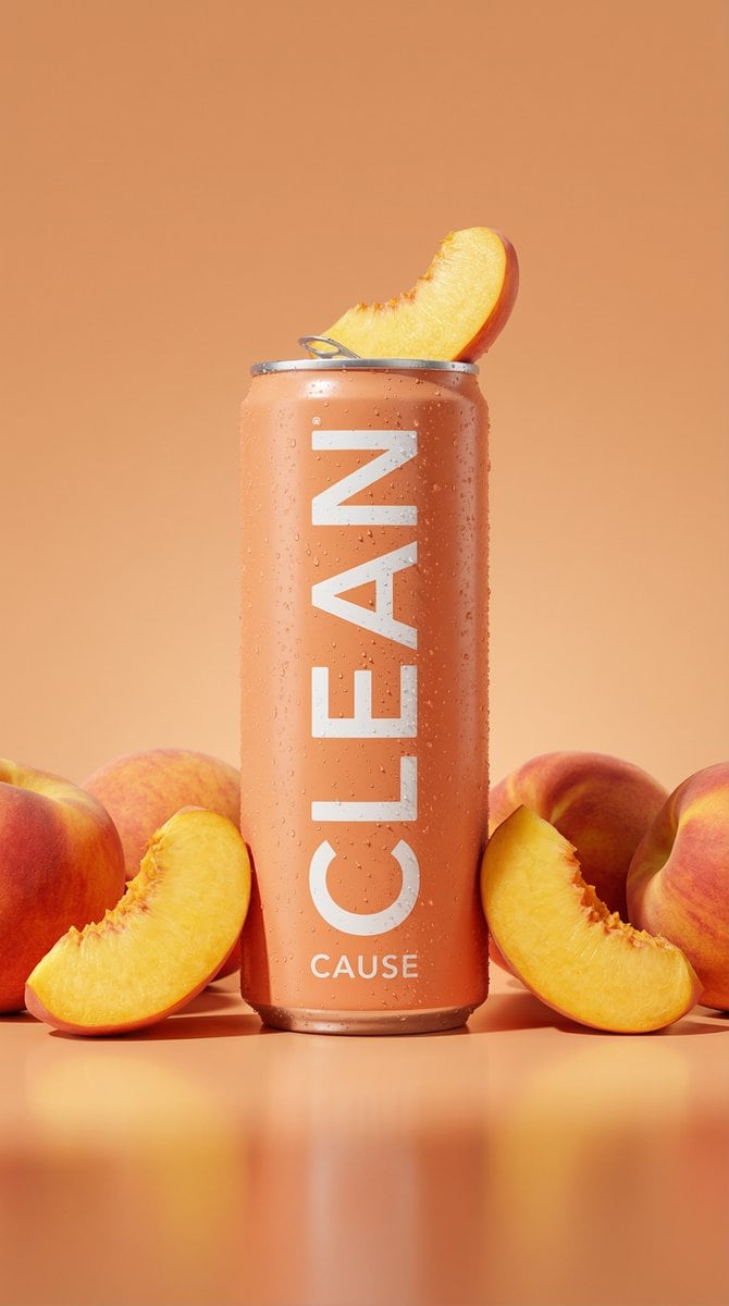 Hyper-Photorealistic Peach Beverage Ad - KI-Prompt