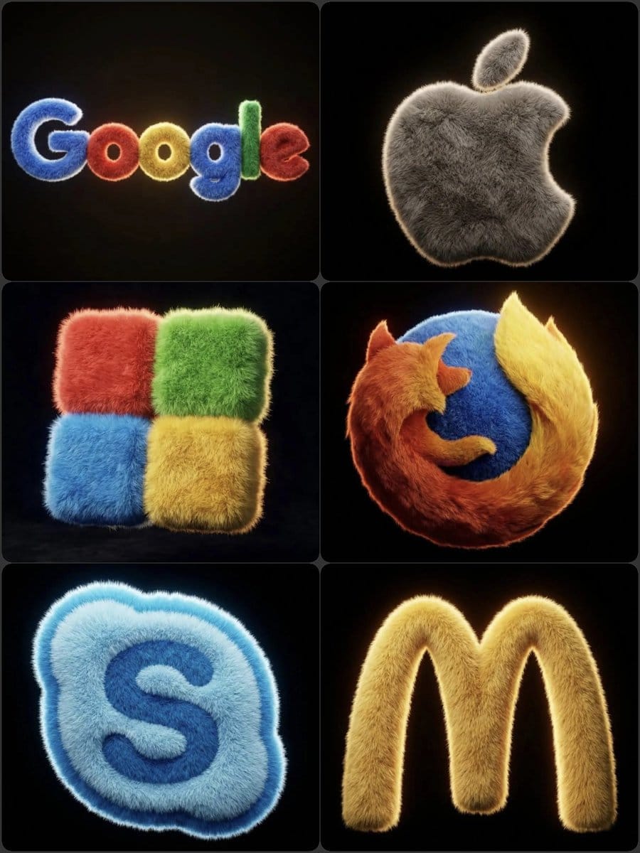 Hyper-realistic 3D fluffy logo transformation - AI Generated Realistic Style Image Example