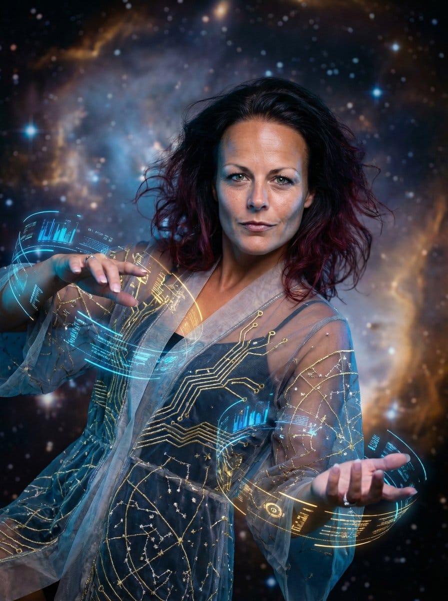 Hyper-Realistic Celestial Archivist Portrait - AI 프롬프트
