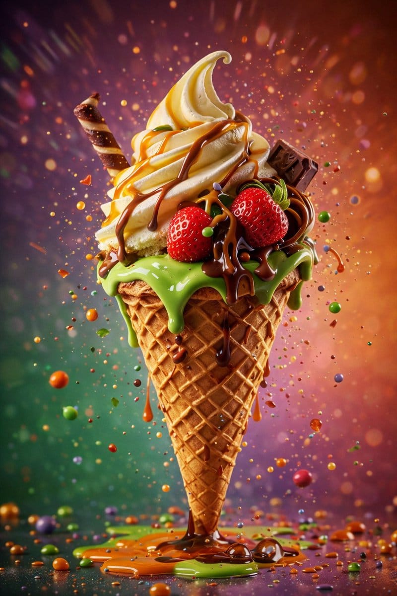 Hyper-Realistic Ice Cream Dessert Photography Prompt - AI Art AI Generated Artwork