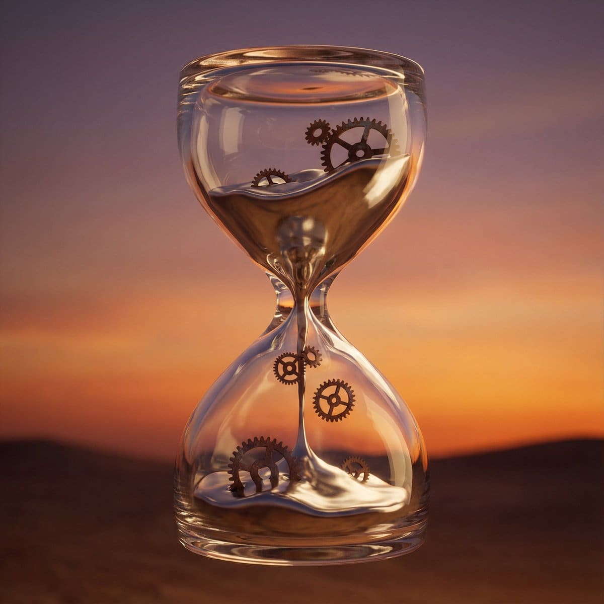 Hyper-Realistic 3D Simulation Prompt: Melting Hourglass - AI Prompt