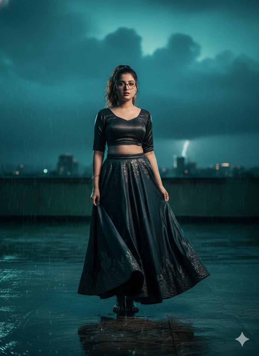 Hyper-Realistic Cinematic Bollywood Poster in Monsoon - AIプロンプト