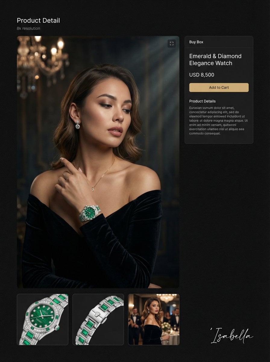 Hyper-realistic cinematic portrait for product detail page - KI-Prompt