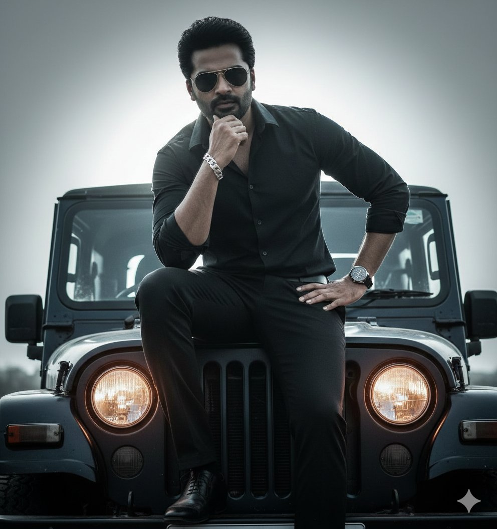 Hyper-Realistic Cinematic Portrait on Jeep Hood - AI Art AI Generated Artwork